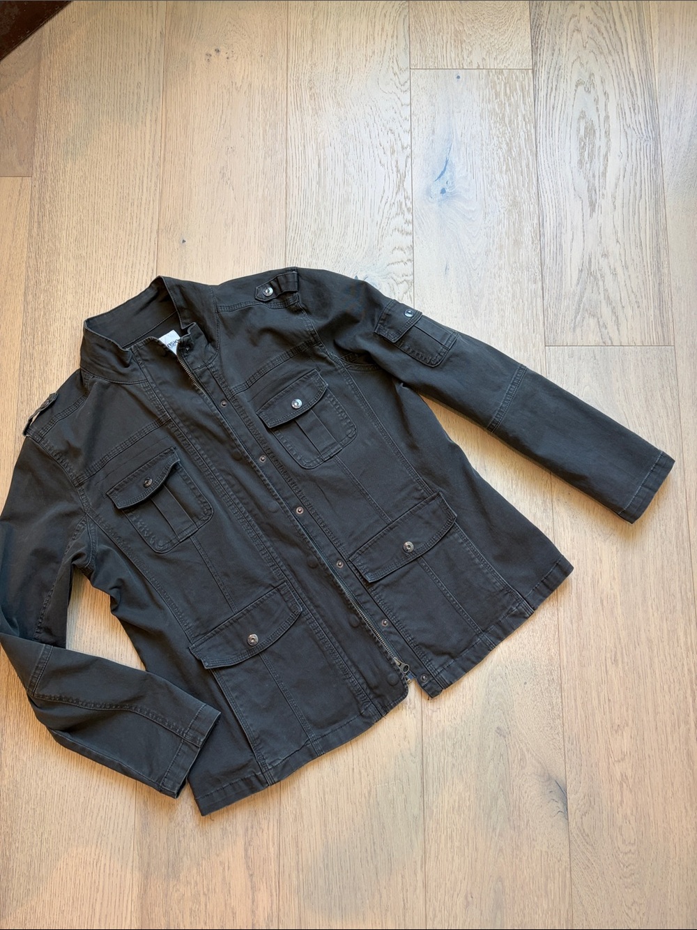 Kensie Charcoal Utility Jacket with Flap Pockets